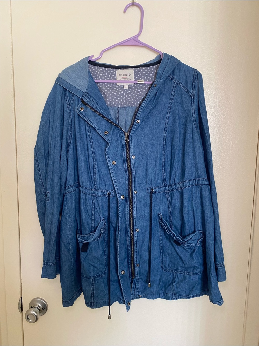 torrid Medium Blue Denim Hooded Anorak Jacket 1x